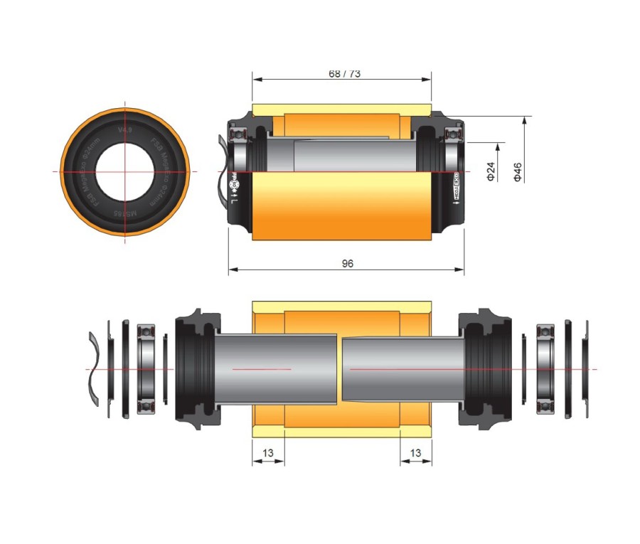 FSA Movimento Centrale Megaexo Per Telai Con Scatola Pf30 73Mm Movimenti Centrali E Ricambi