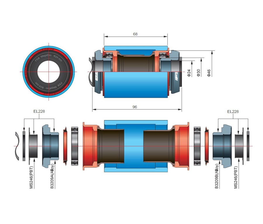 FSA Adattatore Pedivelle Con Perno Da O 24Mm Per Telai Con Scatola Pf30/Bb30 68/73Mm Movimenti Centrali E Ricambi