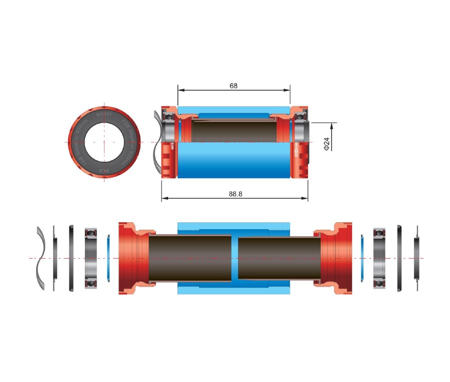 FSA Movimento Centrale Megaexo Sl-K Per Telai Con Scatola Da 68/73Mm Movimenti Centrali E Ricambi