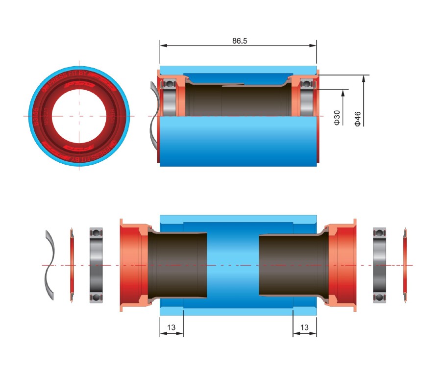 FSA Movimento Centrale Pf30 / Bb386 Road K-Force Light Con Cuscinetti In Ceramica Movimenti Centrali E Ricambi